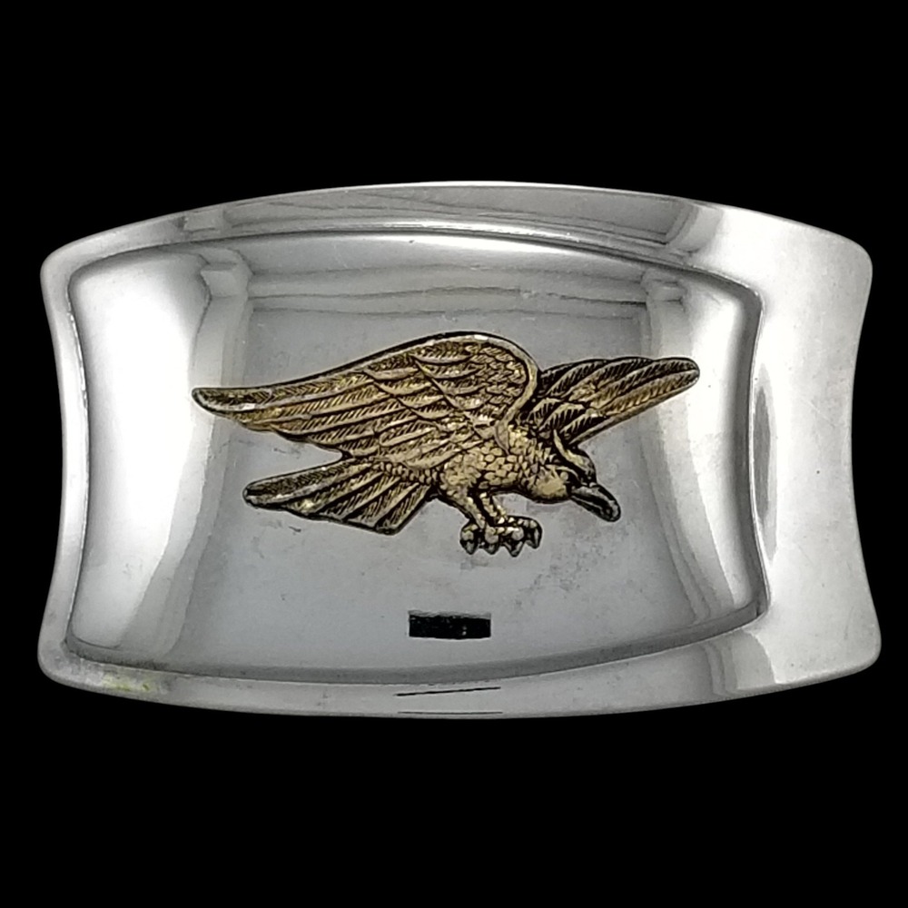 Vintage Bald Eagle Belt‎ Buckle Silver Tone Gold Finish Western Accessory